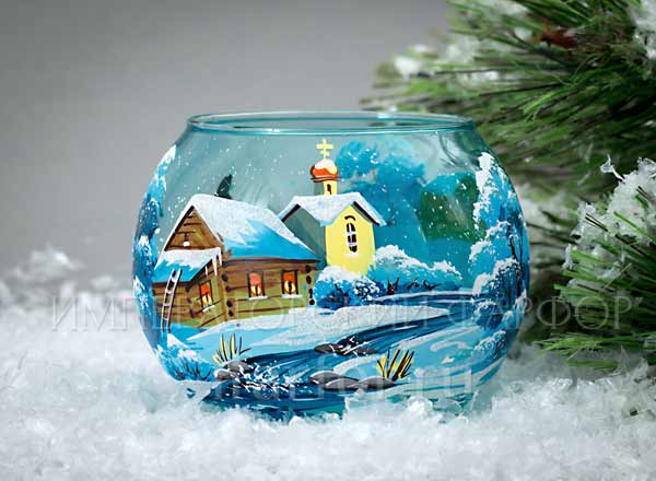 Candlestick vase boll Winter day. Creek Vase boll