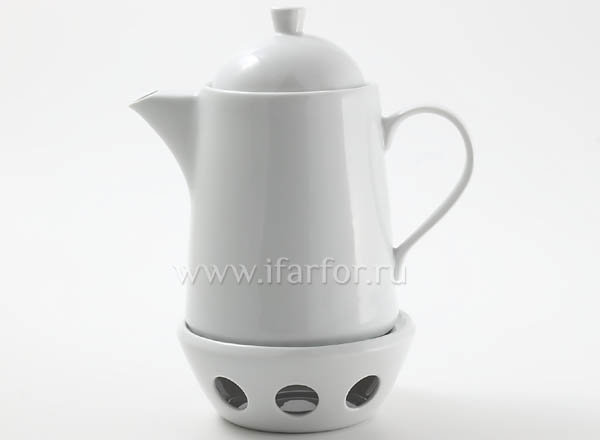 Teapot with a lid and heater White Optima