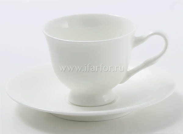 Footed cup and saucer Coffee Cream color Premium