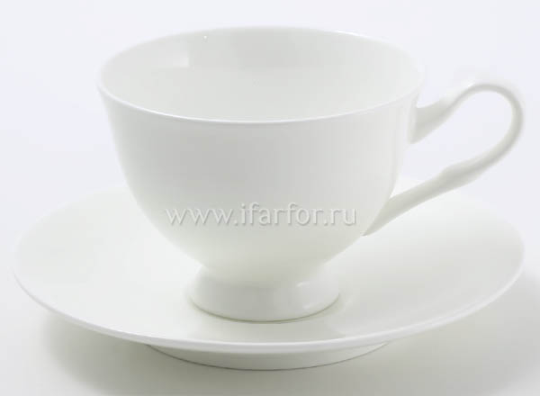 Footed cup and saucer tea Cream color Premium