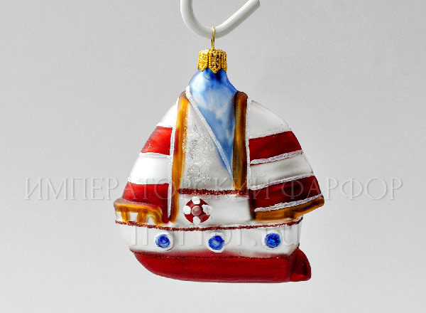 Christmas tree toy Sailboat striped red