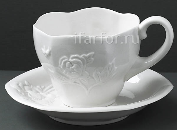 Cup and saucer tea Flower relief 