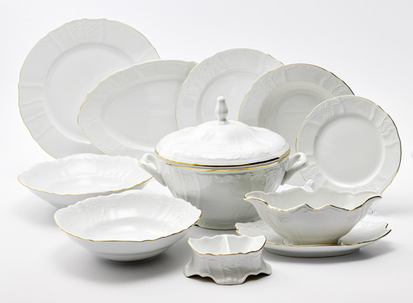 Table Set Bernadotte White Pattern 6/26 Bernadotte