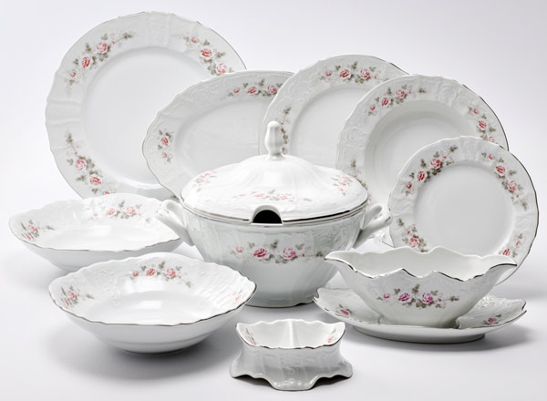 Table Set Bernadotte Gray Rose Platinum 6/27 Bernadotte