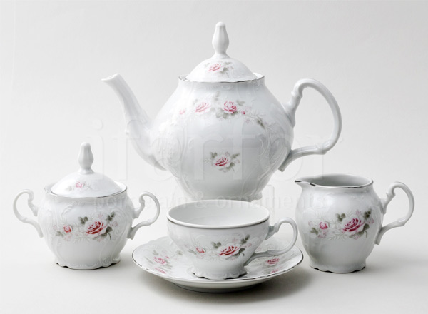 Tea Set Bernadotte Gray Rose Platinum 6/17 Bernadotte