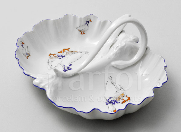 Compartmental dish double Crown Geese QUEENS CROWN