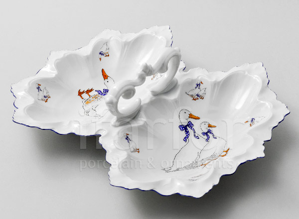 Compartmental dish double Crown Geese QUEENS CROWN