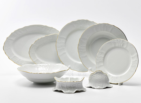 Table Set Bernadotte White Pattern 6/24 Bernadotte