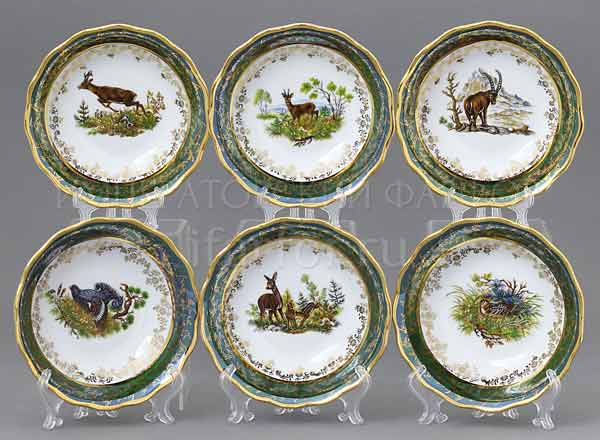 Set for salad Hunting Green 6/6 STERNE PORCELAN