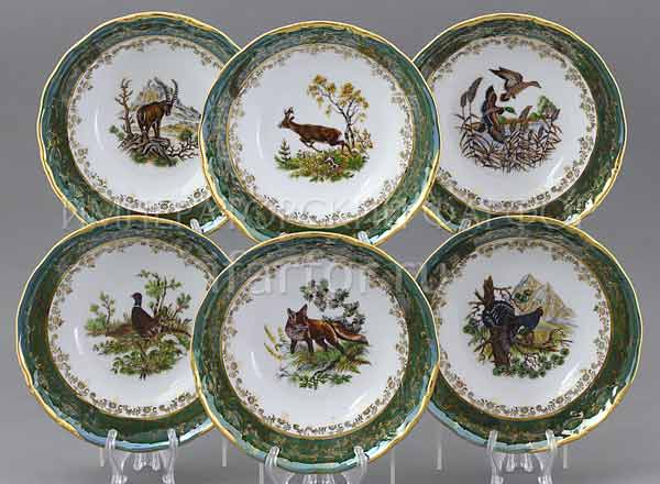 Set for salad Hunting Green 6/6 STERNE PORCELAN