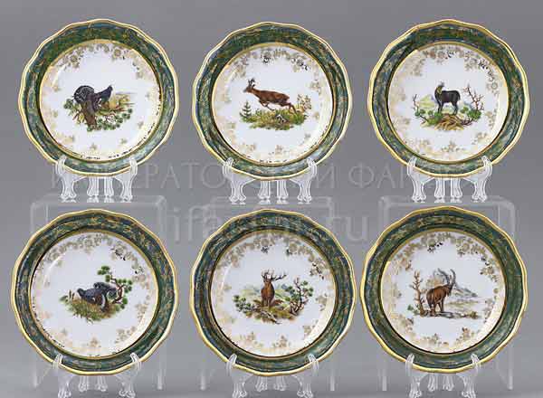 Set for salad Hunting Green 6/6 STERNE PORCELAN