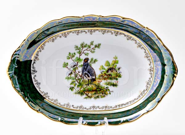 Dish/ platter oval Hunting Green STERNE PORCELAN