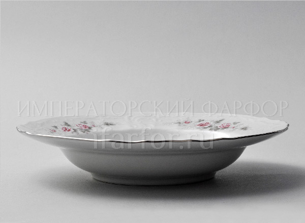 Plate deep Bernadotte Gray Rose Platinum