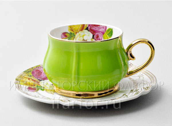 Cup and saucer tea Tulip Green Tulip Royal Classics