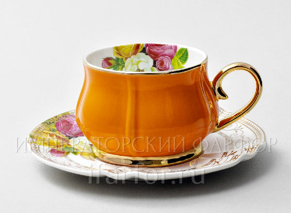 Cup and saucer tea Tulip Orange Tulip Royal Classics