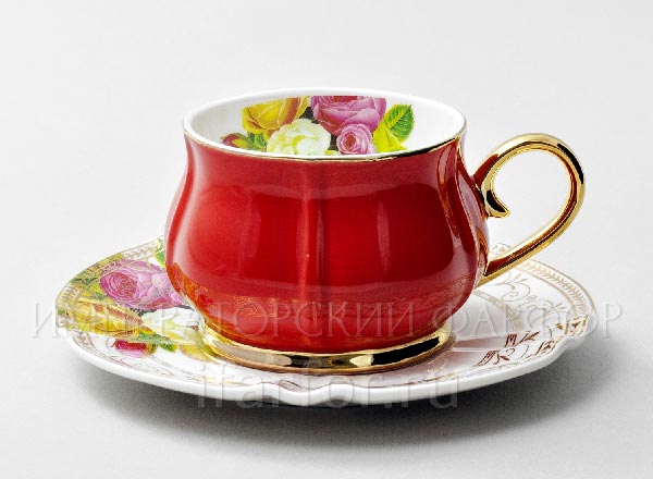 Cup and saucer tea Tulip Red Tulip Royal Classics