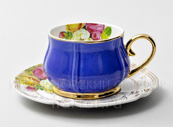 Cup and saucer tea Tulip Blue Tulip Royal Classics