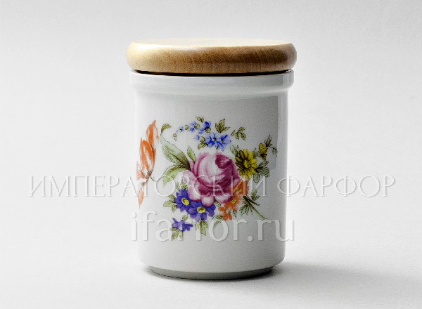 Jar with a wooden lid for bulk products Flower motif DUBI