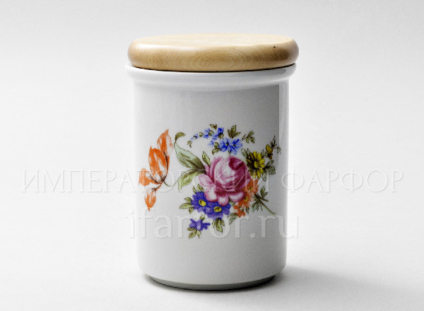 Jar with a wooden lid for bulk products Flower motif DUBI