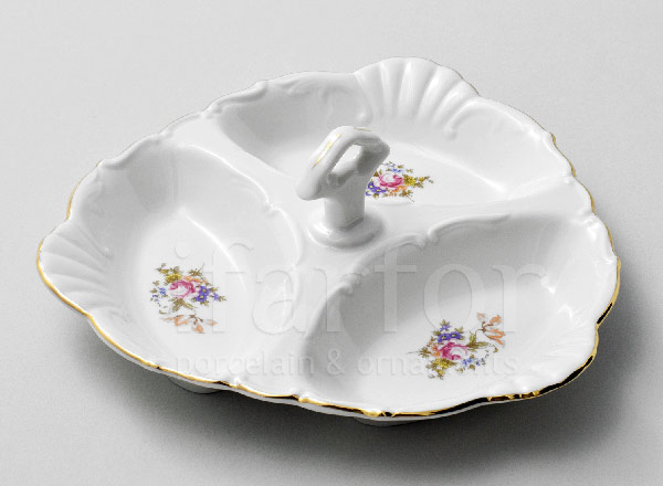 Compartmental dish 3-section Flower motif Botticelli