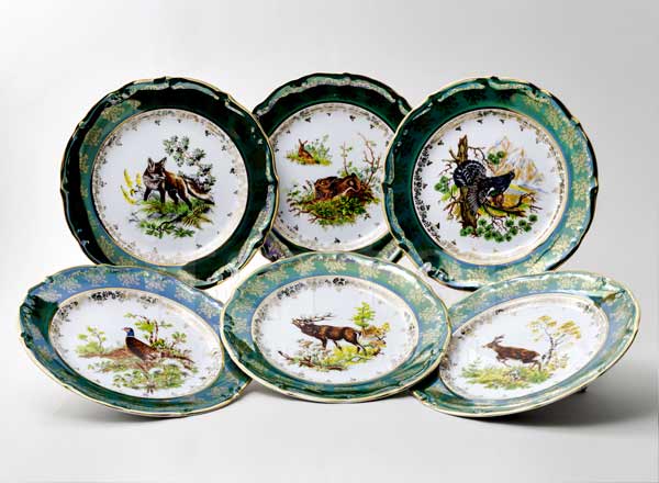 Set of plates second grade Hunting Green 6/6 Maria Teresa