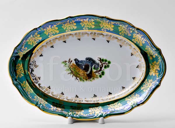 Dish/ platter oval Hunting Green. Teterev Maria Teresa