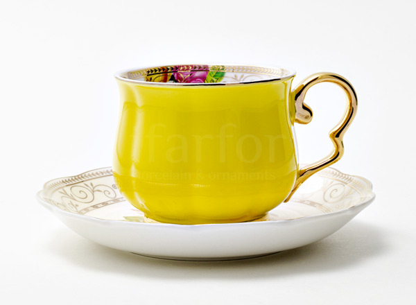 Cup and saucer tea Rainbow Yellow Summer