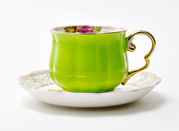 Cup and saucer tea Rainbow Green Summer