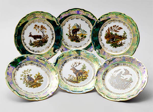 Set of plates second grade Hunting Green 6/6 Maria Teresa