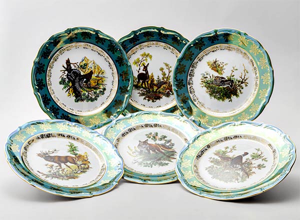 Set of plates second grade Hunting Green 6/6 Maria Teresa