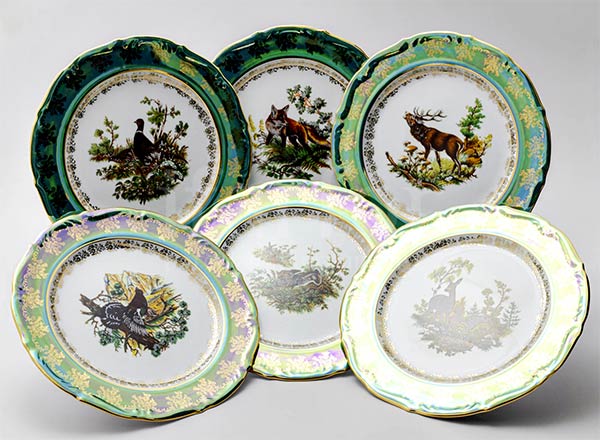 Set of plates Table Hunting Green 6/6 Maria Teresa