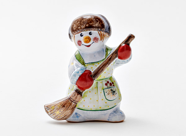 Sculpture Snowman with a broom