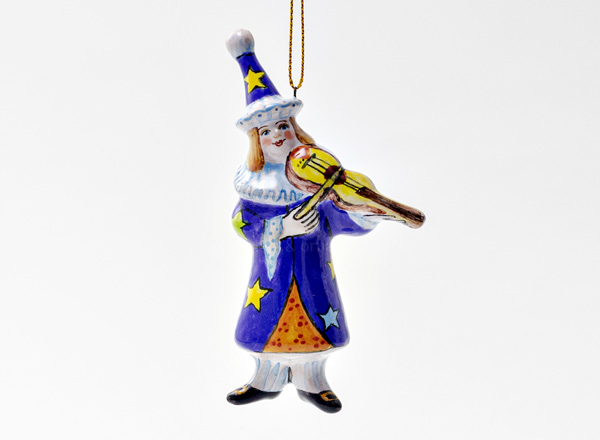 Christmas tree toy Pierrot with violin