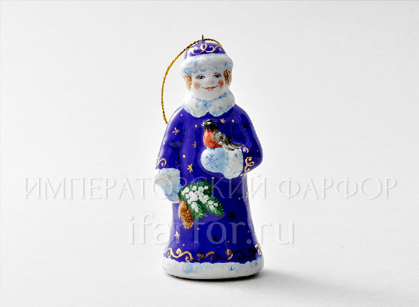 Christmas tree toy Snow Maiden with a bullfinch