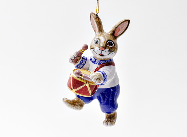 Christmas tree toy Hare with a drum