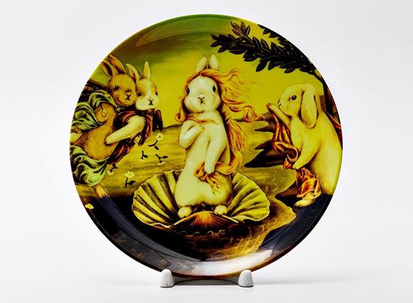 Decorative plate  The birth of a rabbit