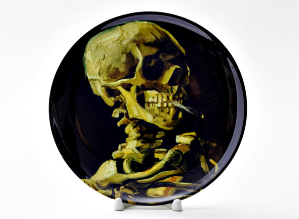 Decorative plate Vincent van Gogh Skull with a burning cigarette