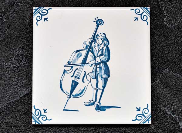 Tile Dutch. A young man with a double bass 