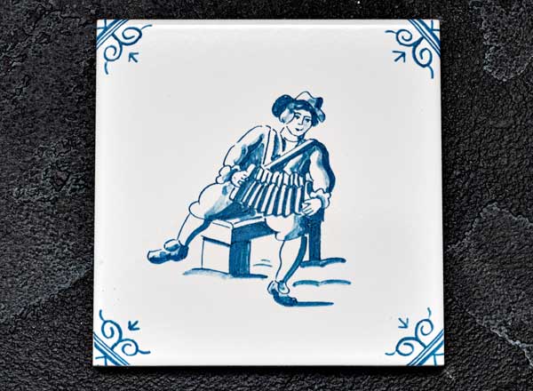 Tile Dutch. Musician with accordion 