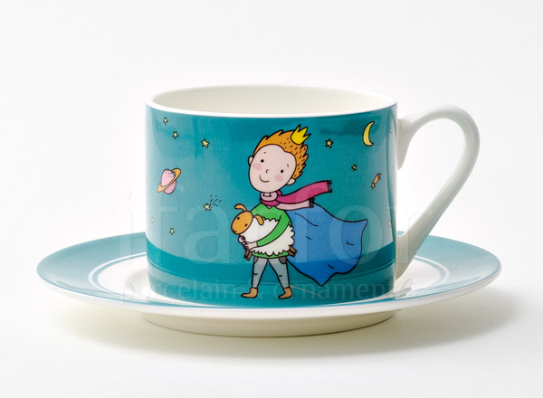 Cup and saucer tea Little Prince. Turquoise Prima