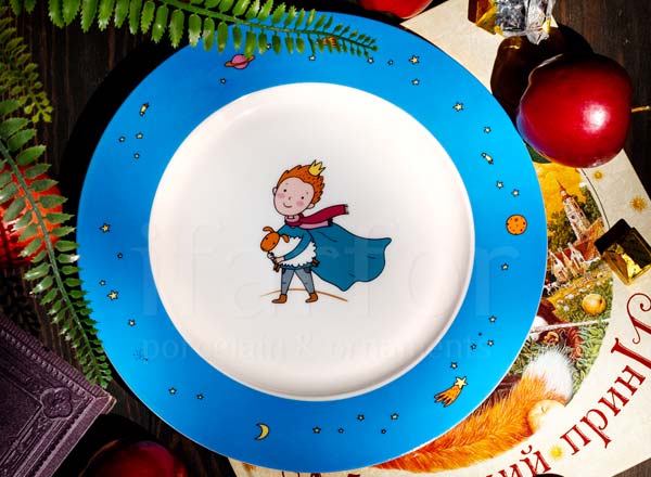 Plate flat Little Prince. Cornflower