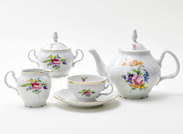 Tea Set Bernadotte Meissen bouquet 6/17 Bernadotte