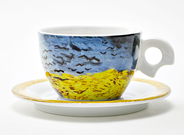 Cup and saucer tea Van Gogh. Birds DOVA