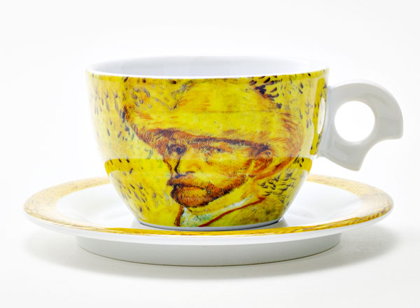 Cup and saucer tea Van Gogh. Self portrait DOVA