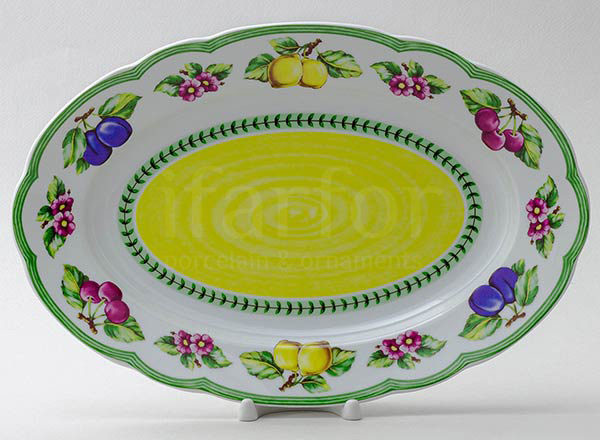 Dish/ platter oval Summer garden Rose