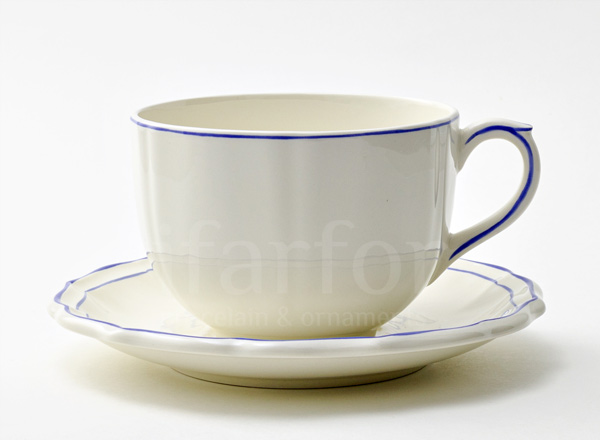 Cup and saucer tea FILET BLEUrn GIEN Rochelle