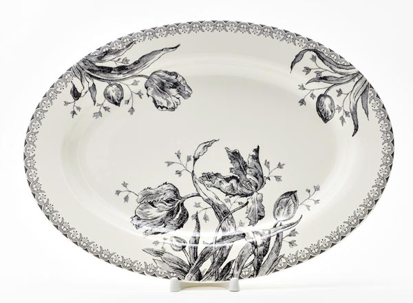 Dish/ platter oval TULIPES NOIRES GIEN Champagne