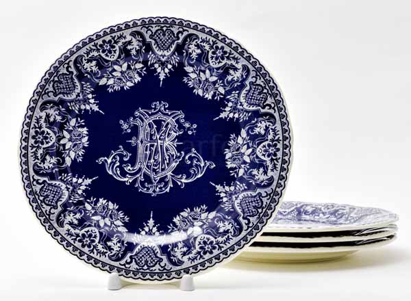 Set of plates Table MONOGRAMME DEPAREILLEES BLEU GIEN Champagne