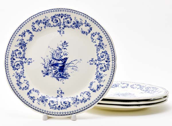 Set of plates Table OISEAU DEPAREILLEES BLEU GIEN Champagne