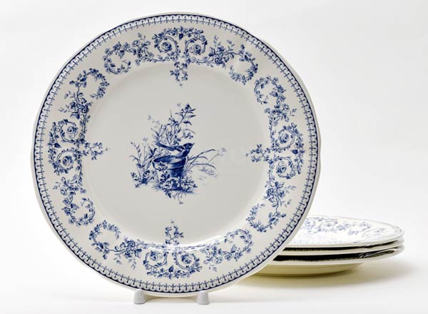 Set of plates Table OISEAU DEPAREILLEES BLEU GIEN Champagne